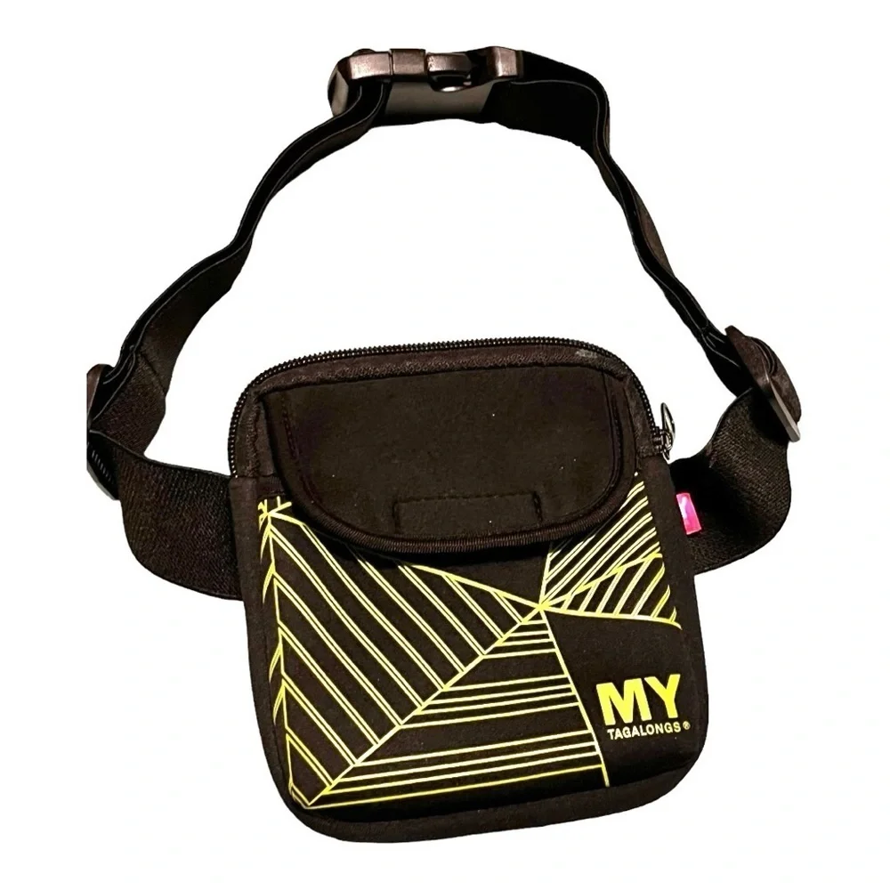 MY Tagalongs neoprene fanny/hipster pouch adjustable elastic belt black & green - Picture 1 of 8